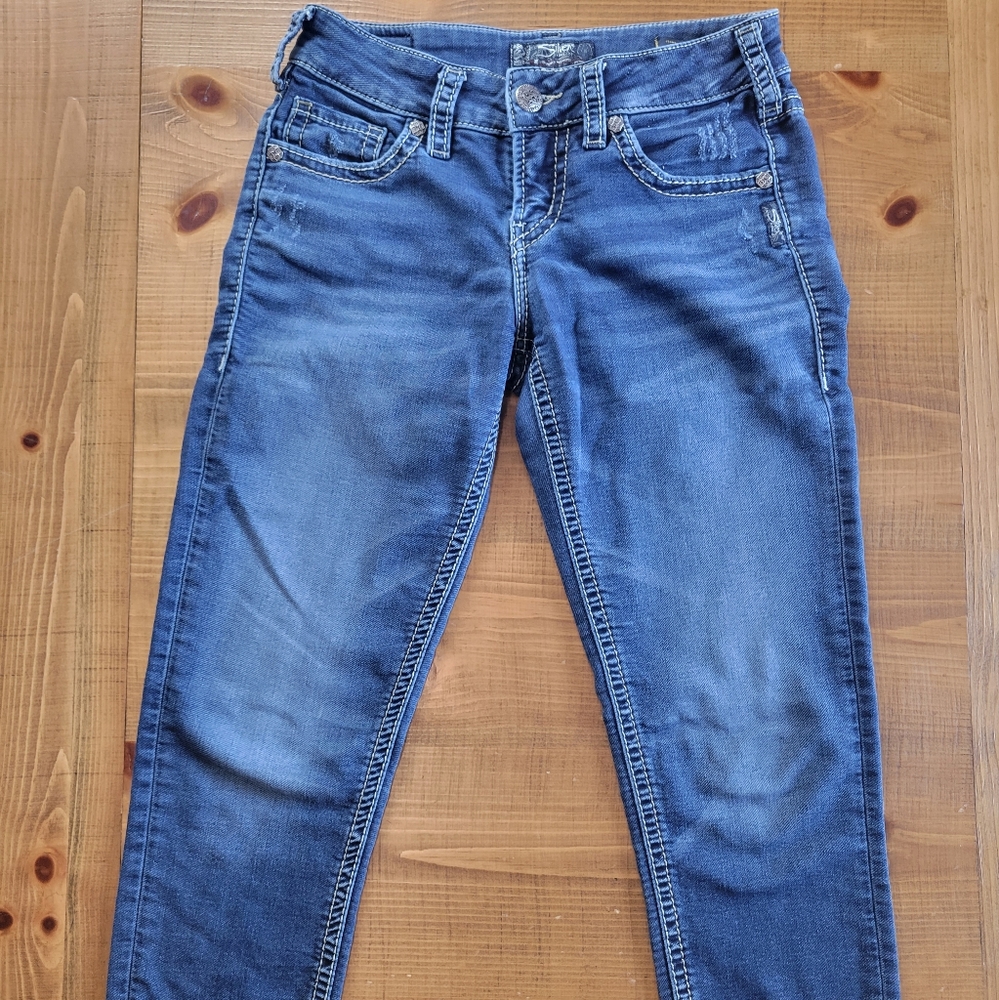 Silver Joga Suki Mid Jeans Stretch Capris Womens Size W28/L24 Inseam 23 In